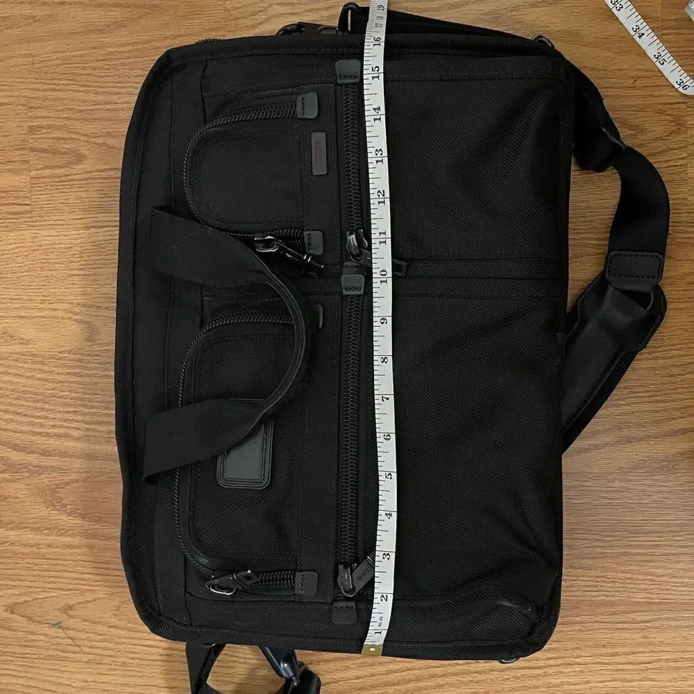 TUMI Alpha Expandable Black Nylon messenger travel laptop carryon bag with strap